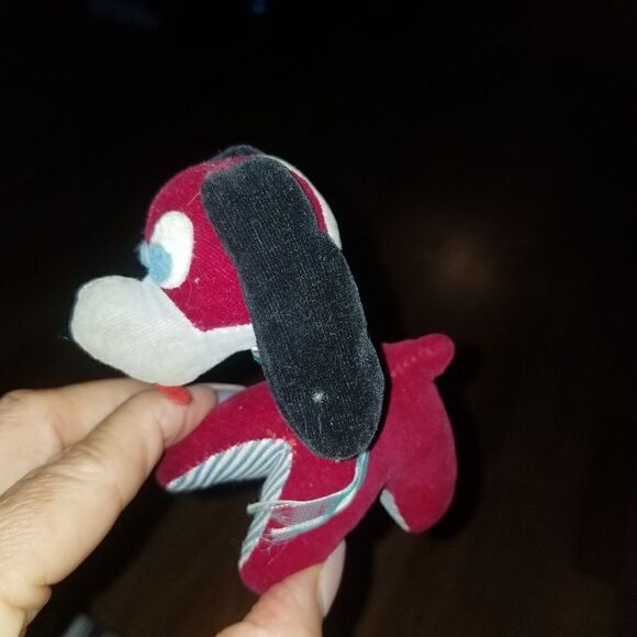 Plush Stuffed Toy Red Maroon Dog 1960's Holiday Fair Hedaya Carnival Prize+ - Picture 12 of 16
